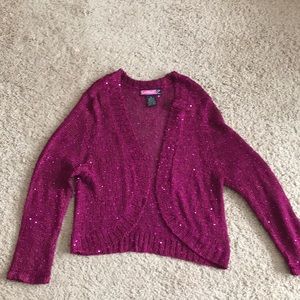 Say What? Sequin detailed open front cardigan